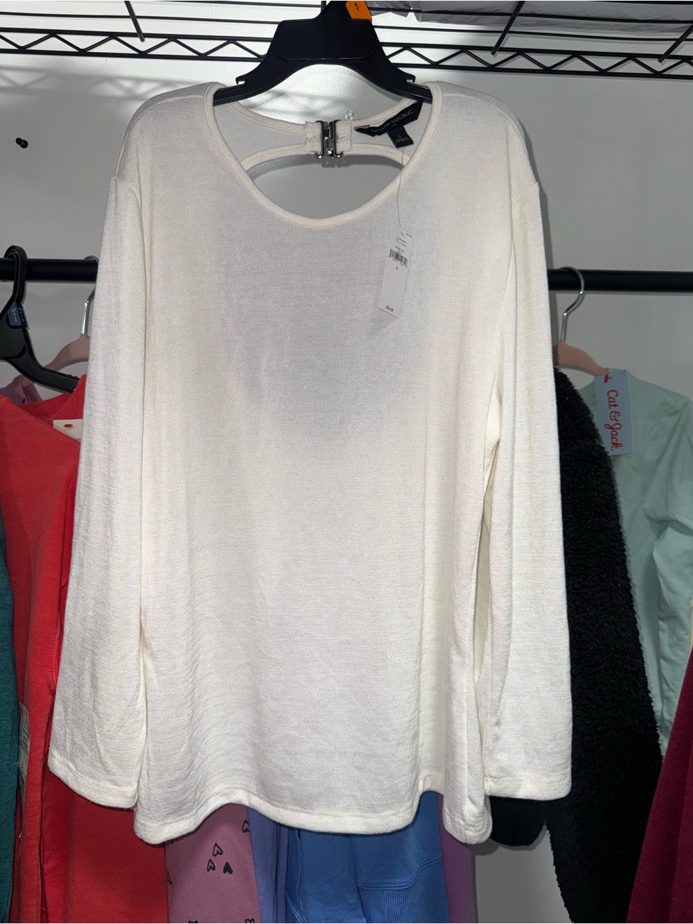 Women's Long-Sleeve Cream Knit Top by UNKNOWN